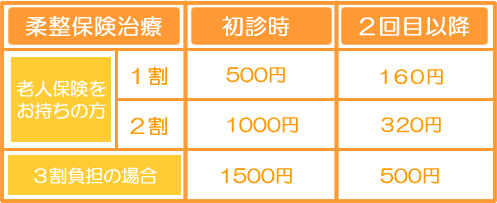 柔整保険治療 料金
